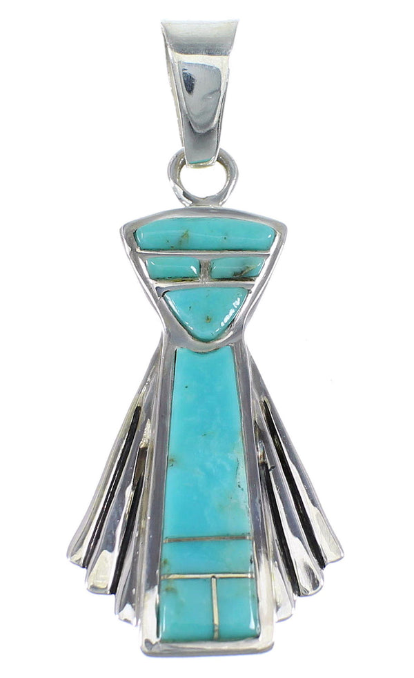 Southwest Turquoise Inlay Sterling Silver Pendant RX54321